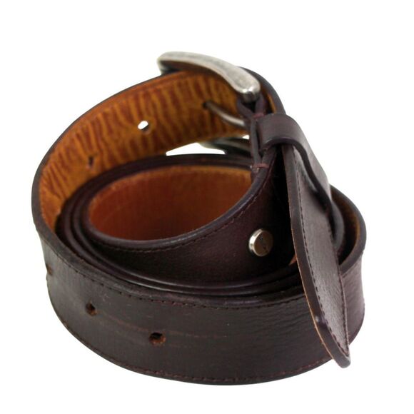 BOCONI BROWN REAL LEATHER 1.25"Wd STITCH CASUAL DRESS MEN'S BELT Sz 42/105 (91D - Picture 5 of 16